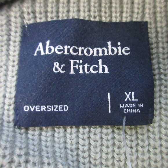 Abercrombie & Fitch Sweater Men XL Green Cotton Knit 1/4 Zip Ribbed NEW 594 - Picture 7 of 9